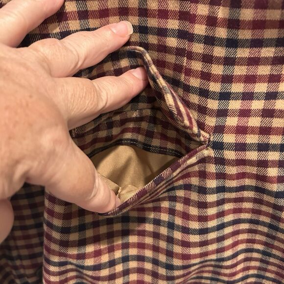 Vintage Merona Tan Red‎ Blue Plaid Check Wool Blend Preppy Academia Blazer 10 - Picture 3 of 9